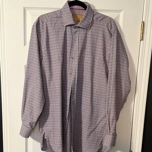 Men's Red and Blue Checkered Flannel Casual Shirt